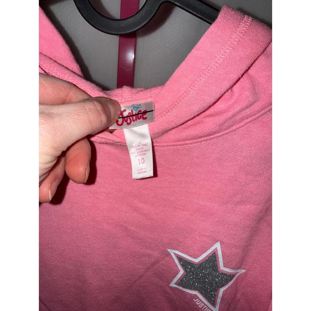 Justice‎ Pink Glitter Star Dance Hoodie Girls Size 10